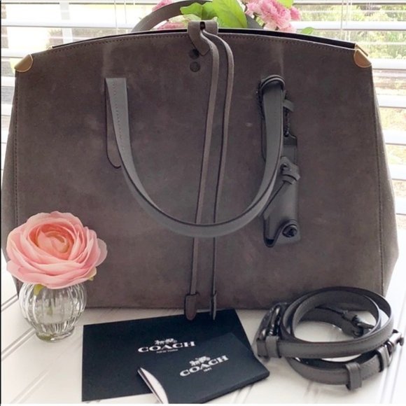 Grey Suede Coach Cooper Carryall - Picture 5 of 8